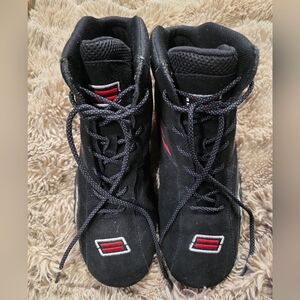 RARE VINTAGE SHIFT-APEX RACING SHOES. BLACK/RED  SUEDE HIGH-TOP MEN'S SIZE 10.5